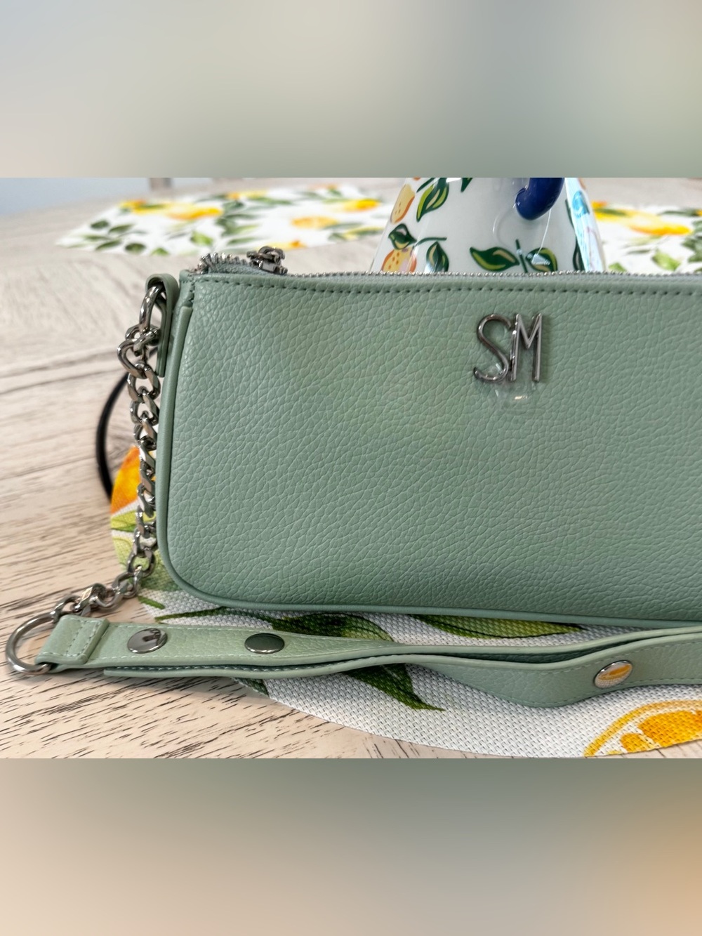 Steve Madden Bhayley Chain Mint Shoulder Bag Pebbled Faux Leather NWT - Picture 7 of 16